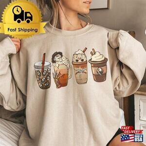 Horror Movie Coffee Latte Sweatshirt Halloween Drink Cozy Shirt